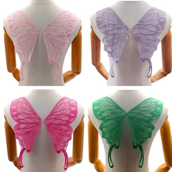 1 Pair Embroidered Mesh Butterfly Patches Appliques For Clothes Lingerie Lace Accessories DIY Sewing Supplies
