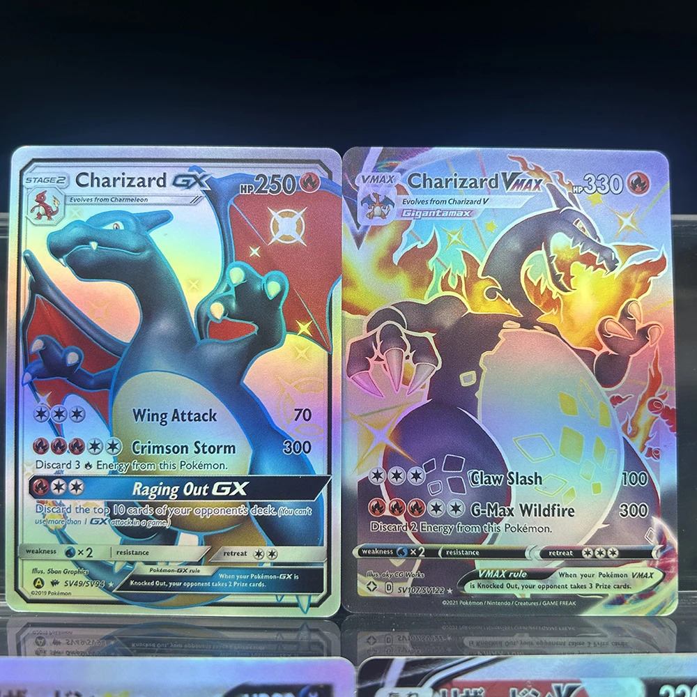 

Коллекционные карты Anime Proxy PTCG DIY: Charizard Vmax, En/JP GX Vmax, Sv49/Sv107. Одиночная игровая карта для коллекционирования и сражений. Подарок для детей.