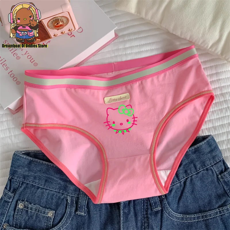 Hellokitty Women Panties Colorful Underwear Dopamine Series Cotton Large Size Antibacterial Crotch Cute Kawaii Soft Underpants