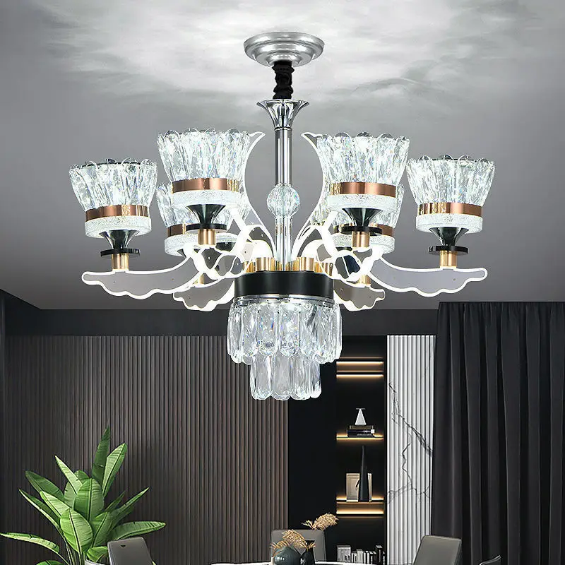 Crystal, chandelier, living room, modern, simple, creative, atmospheric, light luxury