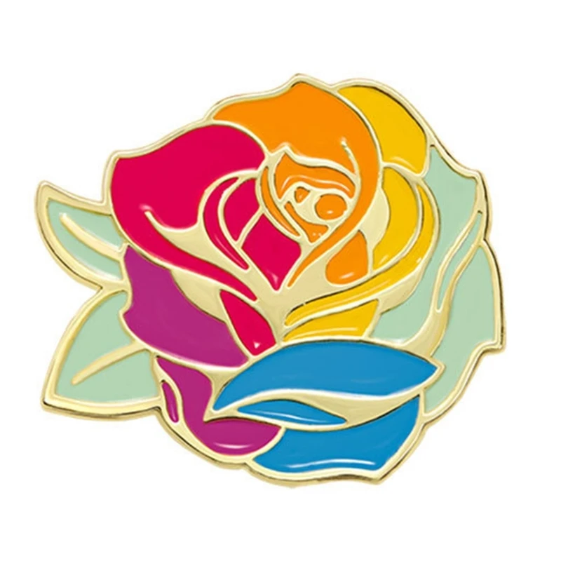 Rose Enamel Brooch Sturdy Alloy Colorful Flower Lapel Pin Badge for Trendy Women Backpack Clothing and Hat Accessories