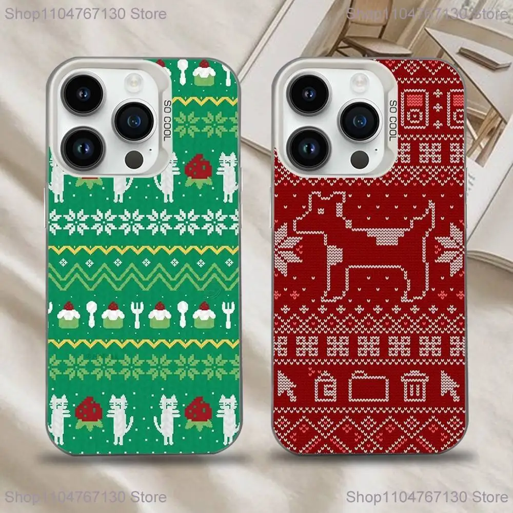 

Fair Isle style Phone Case For iPhone 17,16,15,14,13,12,11,Mini,Pro,SE,MAX White Matte Shockproof Cover