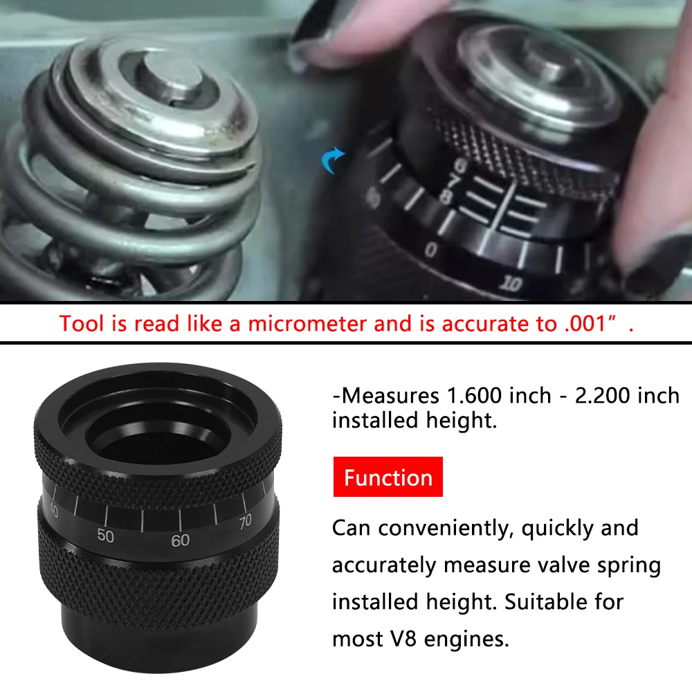 4929 Valve Spring Height Micrometer Measurer Measure Tool Valve Spring Height Caliper For Most V8 Engines Black view 4