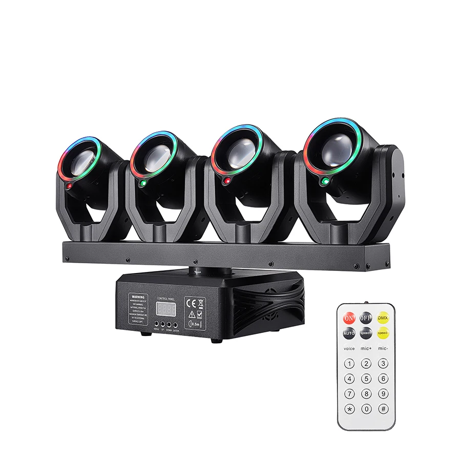 Mini faisceau lumineux Ă tĂȘte mobile Ă 4 tĂȘtes, 150W, avec ouverture, tĂ©lĂ©commande DMX, lumiĂšre professionnelle pour scĂšne Disco, fĂȘte de noĂ«l