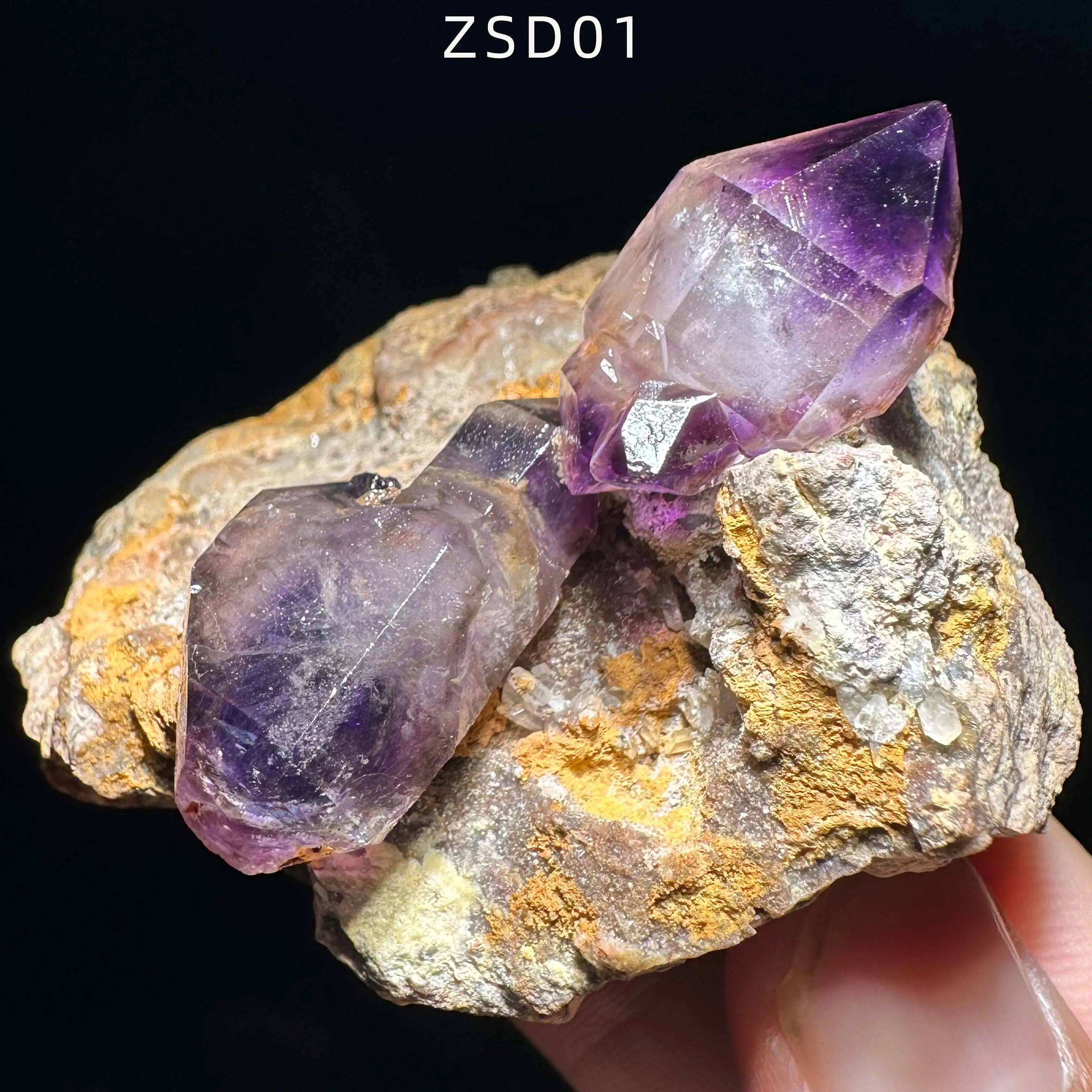 Natural Phantom Amethyst on Matrix Specimen Zimbabwe Shangaan Amethyst Quartz Crystal Raw Mineral Collection Healing Stone