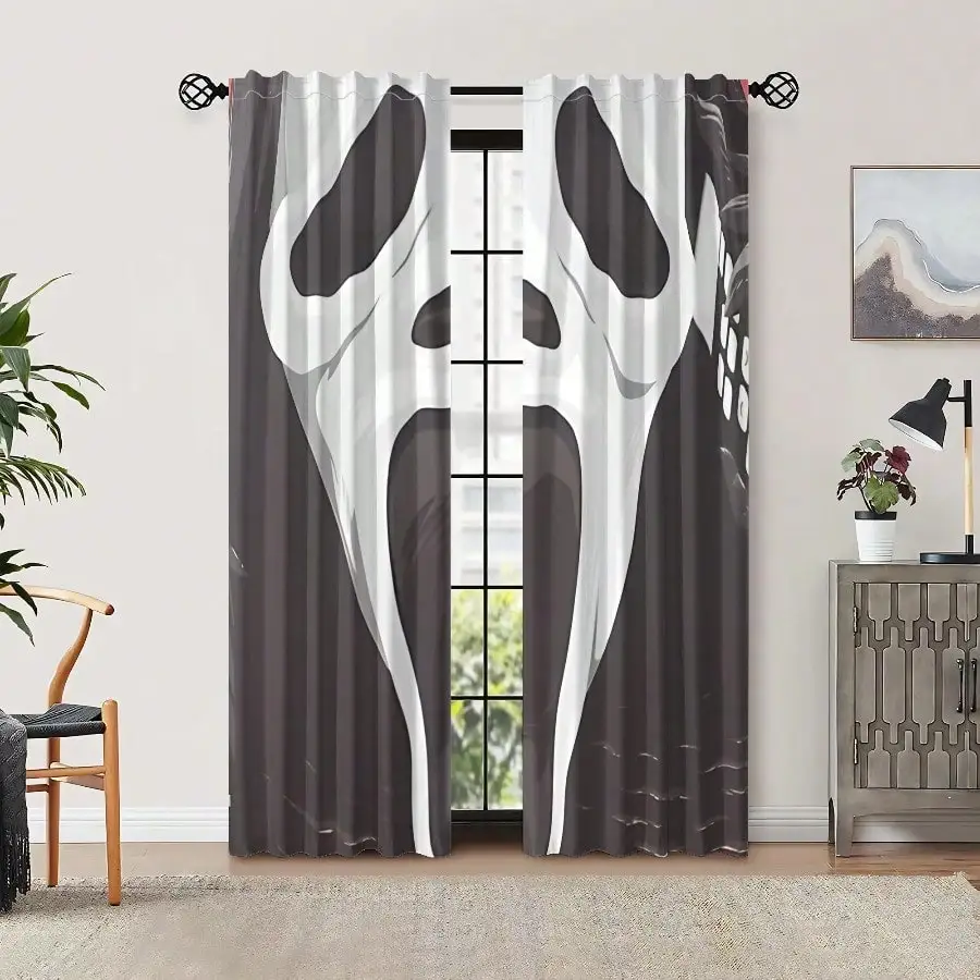 Western Cowboy Curtain, Large Steer Skull Print Blackout Curtains, Rustic Farmhouse Window Drapes for Living Room, 2 Panels