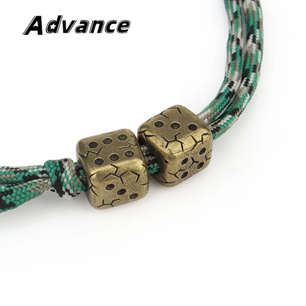 Brass Dice Knife Bead Paracord Lanyard Pendant Outdoor Flashlight Umbrella Rope Accessories