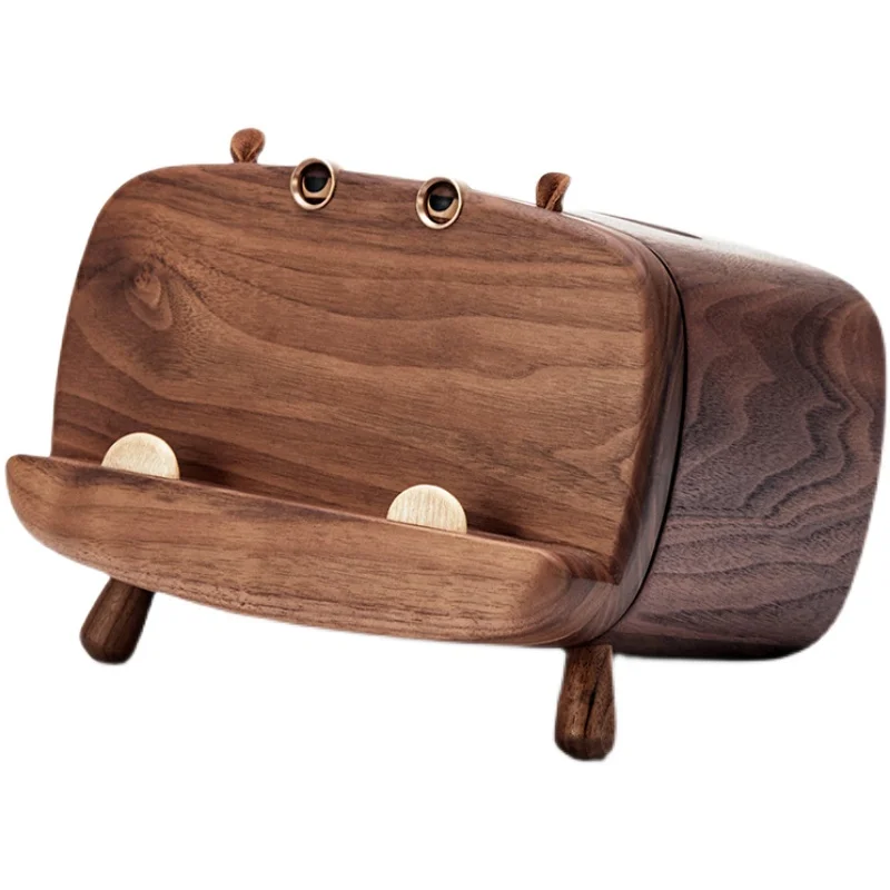 

Hippo Tissue Box Black Walnut Solid Wood Simplicity Home Ornaments