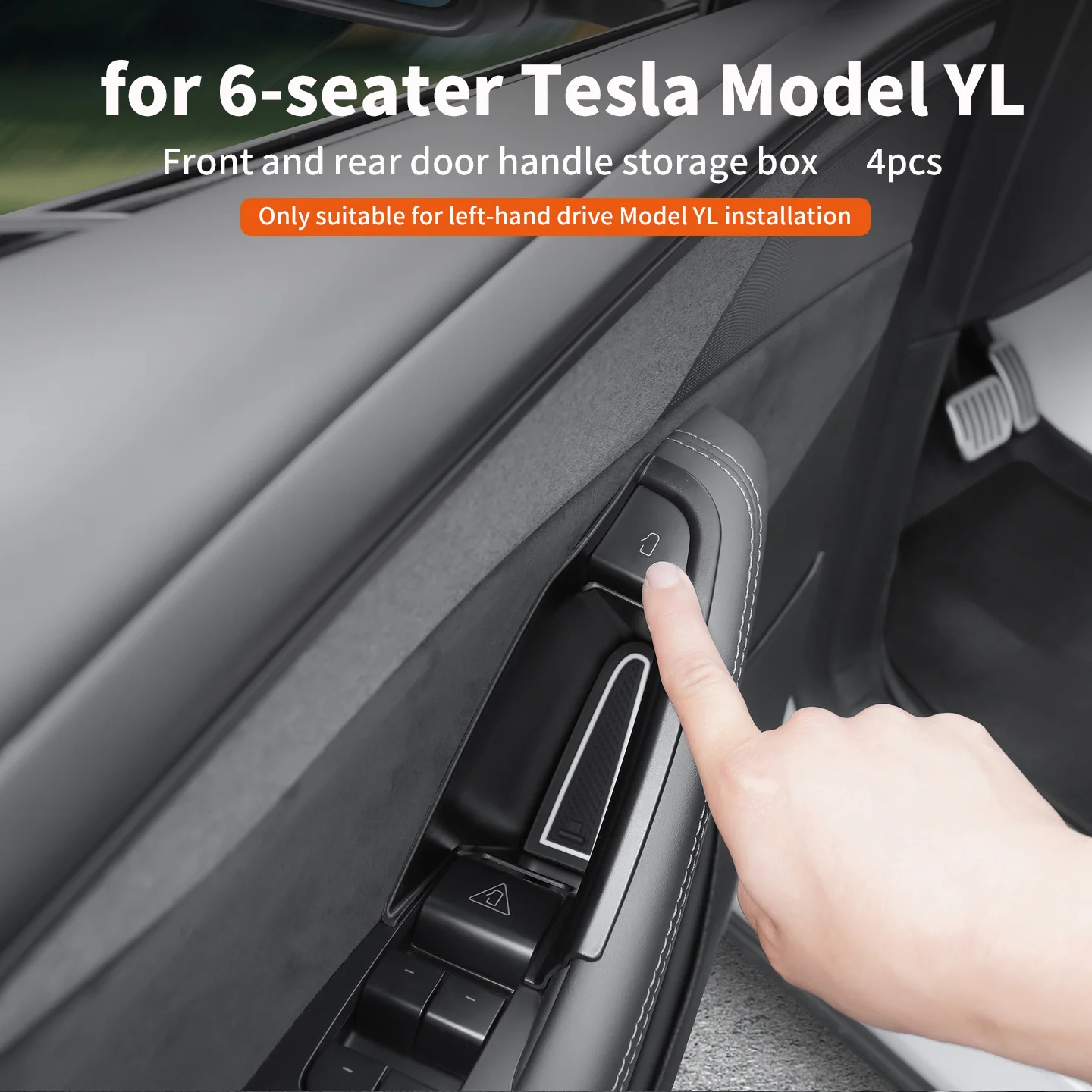For 6-Seater Tesla Model YL Door Handle Storage Box, Front and Rear Door Storage and Organization Box, Storing Small Items. 4pcs
