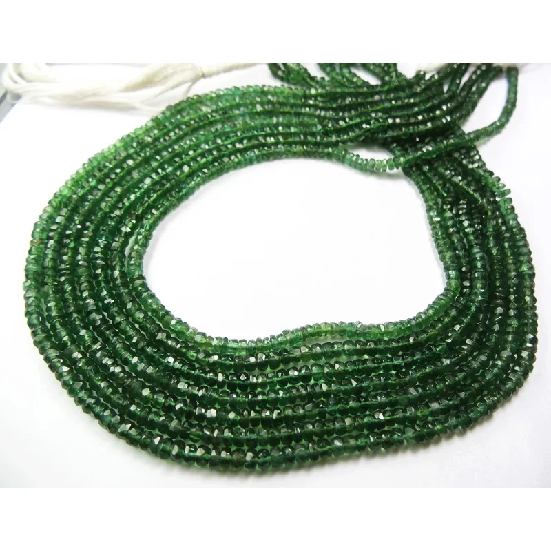 14 inch DARK GREEN COLOR APATITE MICRO Faceted Rondelle BEADS 3 MM