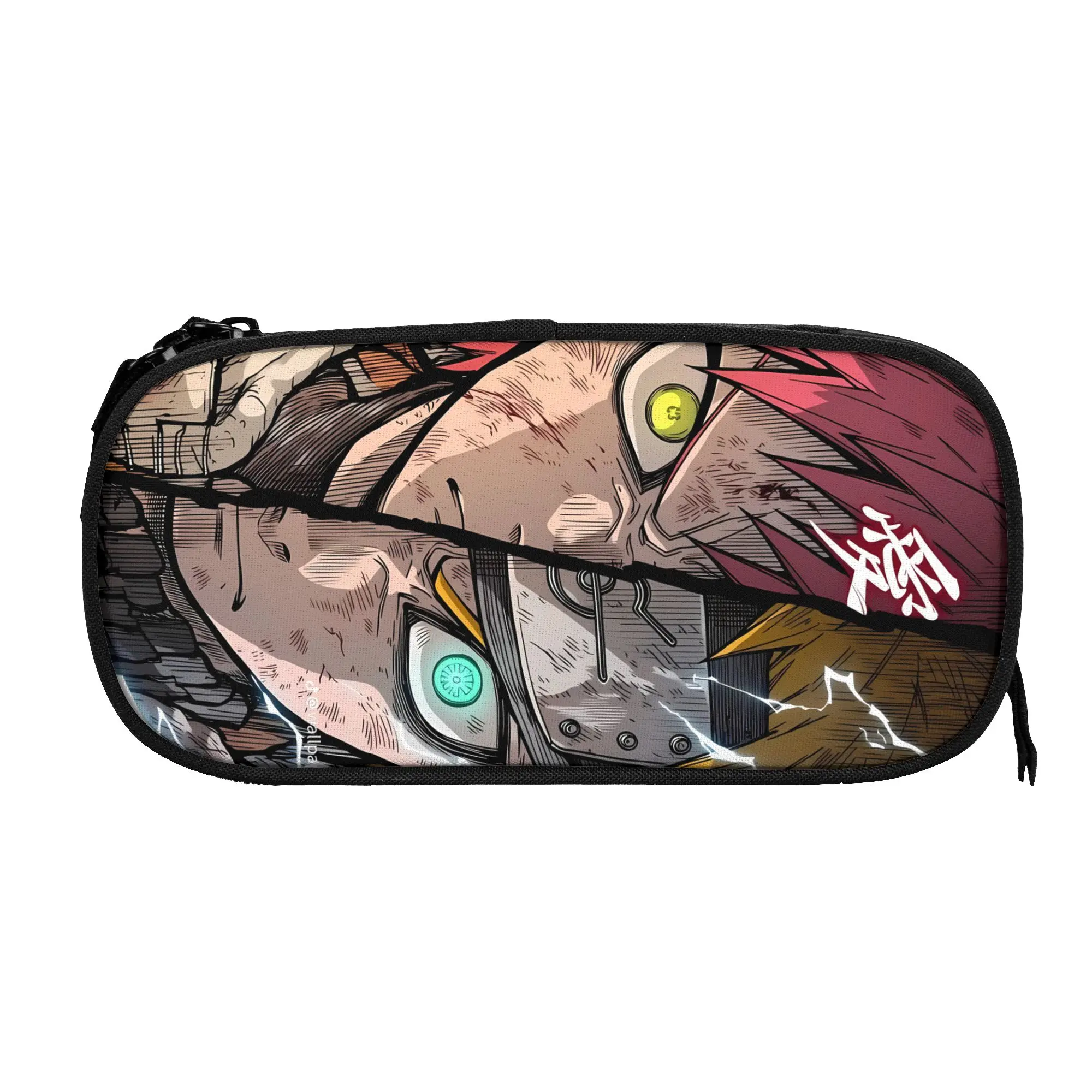 Large Capacity Bags For Child Cartoon Narutos Gaara Sasuke Split Face Print  School Pencil Bag For Boys Gilrs Kids