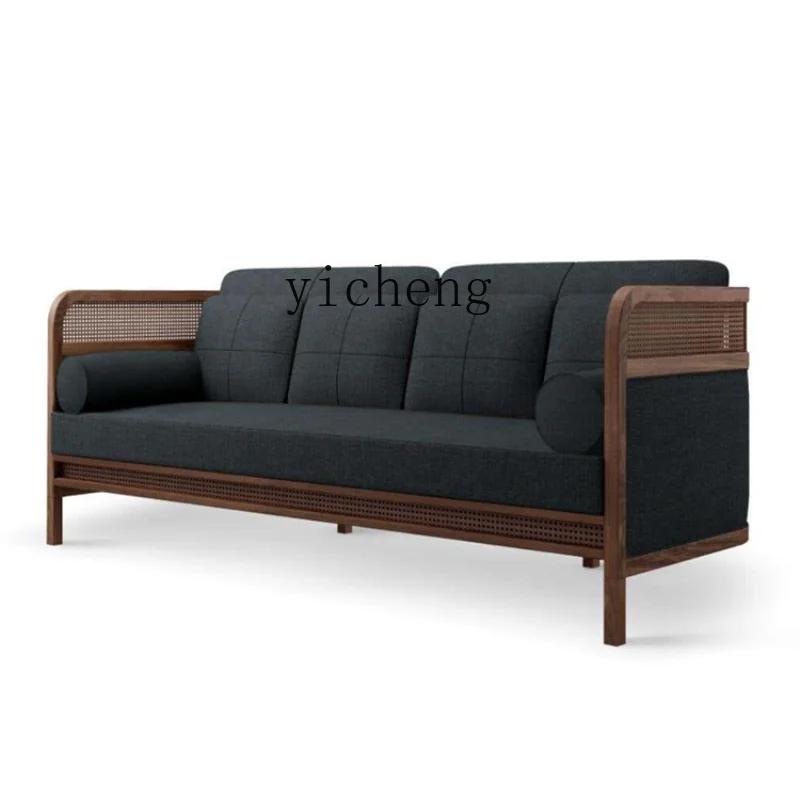 

ZK Minimalist Solid Wood Sofa Combination New Chinese Style Homestay Hotel Rattan Chair Reception and Negotiation Card Holder