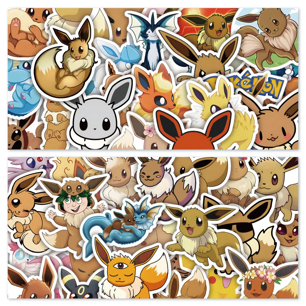 10/30/50pcs Kawaii Anime Pokemon Eevee Stickers Cute Cartoon Elf Graffiti Kids Sticker Toy DIY Phone Water Bottle Luggage Decals