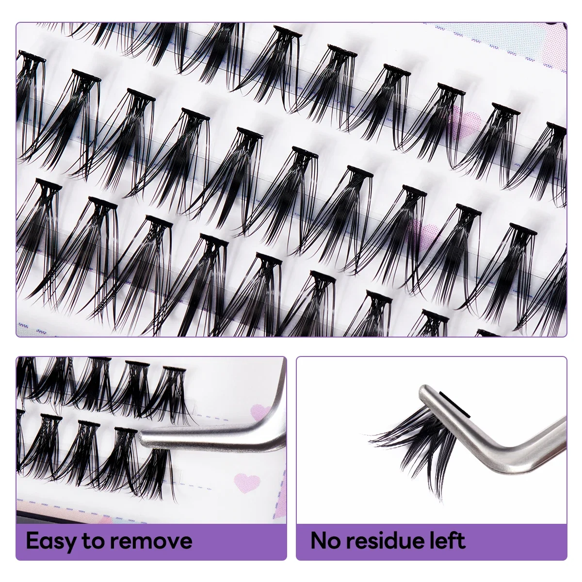 ARISON 60 Volume DIY Clusters Lashes Dovetail Segmented Eyelash Extension Makeup Tools Eyelashes Bundles Natural Soft Cute Lash