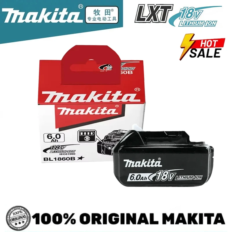 

18V 6.0Ah Original Makita Battery Rechargeable Battery, Power Tool BL1830 BL1840、BL1850、BL1860B、Makita 18V Lithium Battery