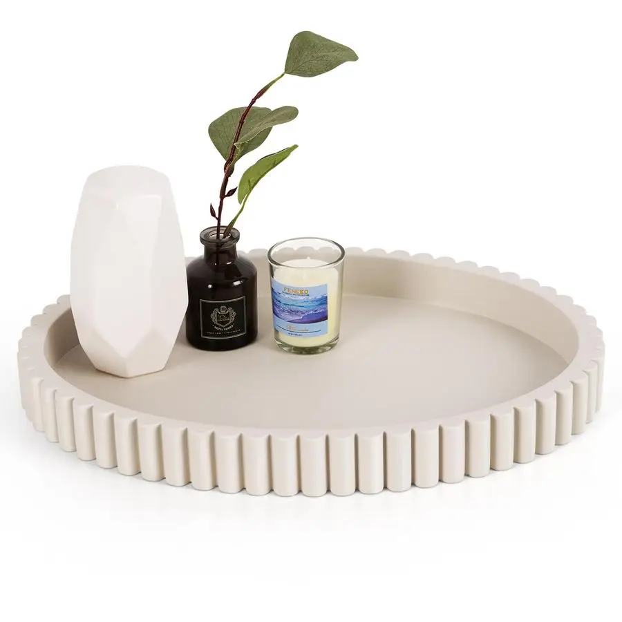 

Oval Tray for Coffee Table Decor, 15 Concrete Tray, Table Centerpieces Decorative Trays for Home Decor, Modern Decorative Trays