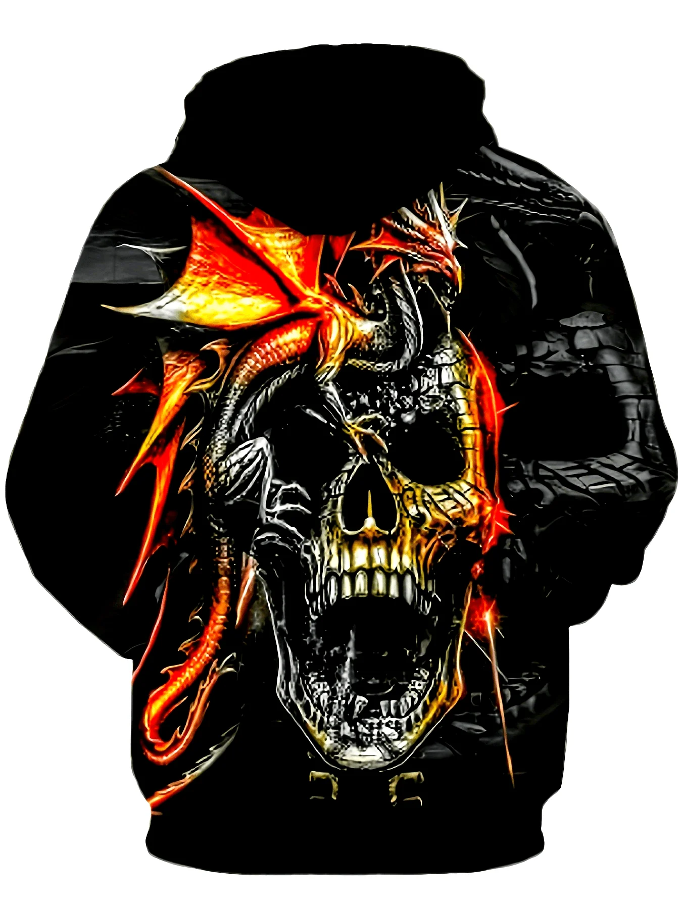 Customization Digital Print Fashion Trend Hoodie - Autumn Sweatshirt - 3D Printed Devil Skull And Flying Dragon Pattern