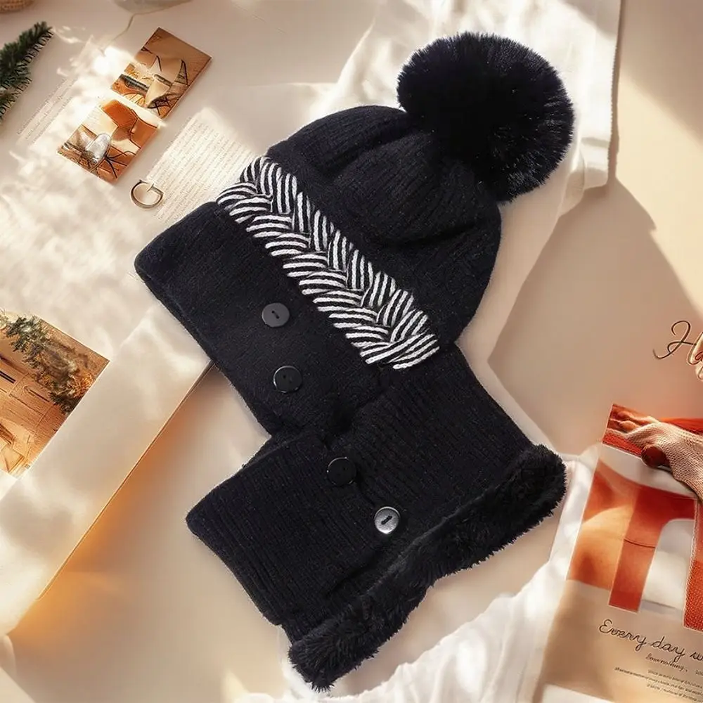Fashion Warm Winter Hat Scarf Set Fur Lined Coldproof Beanies Hat Casual Ear Protection Balaclava Cap Cycling