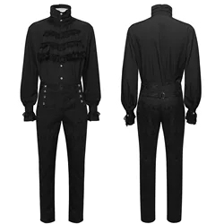 Victoria Shirt Long Sleeves Jabot Lace Tie Men Gothic Punk Ruffle Frill Tops Wedding Halloween Costume Men Vintange