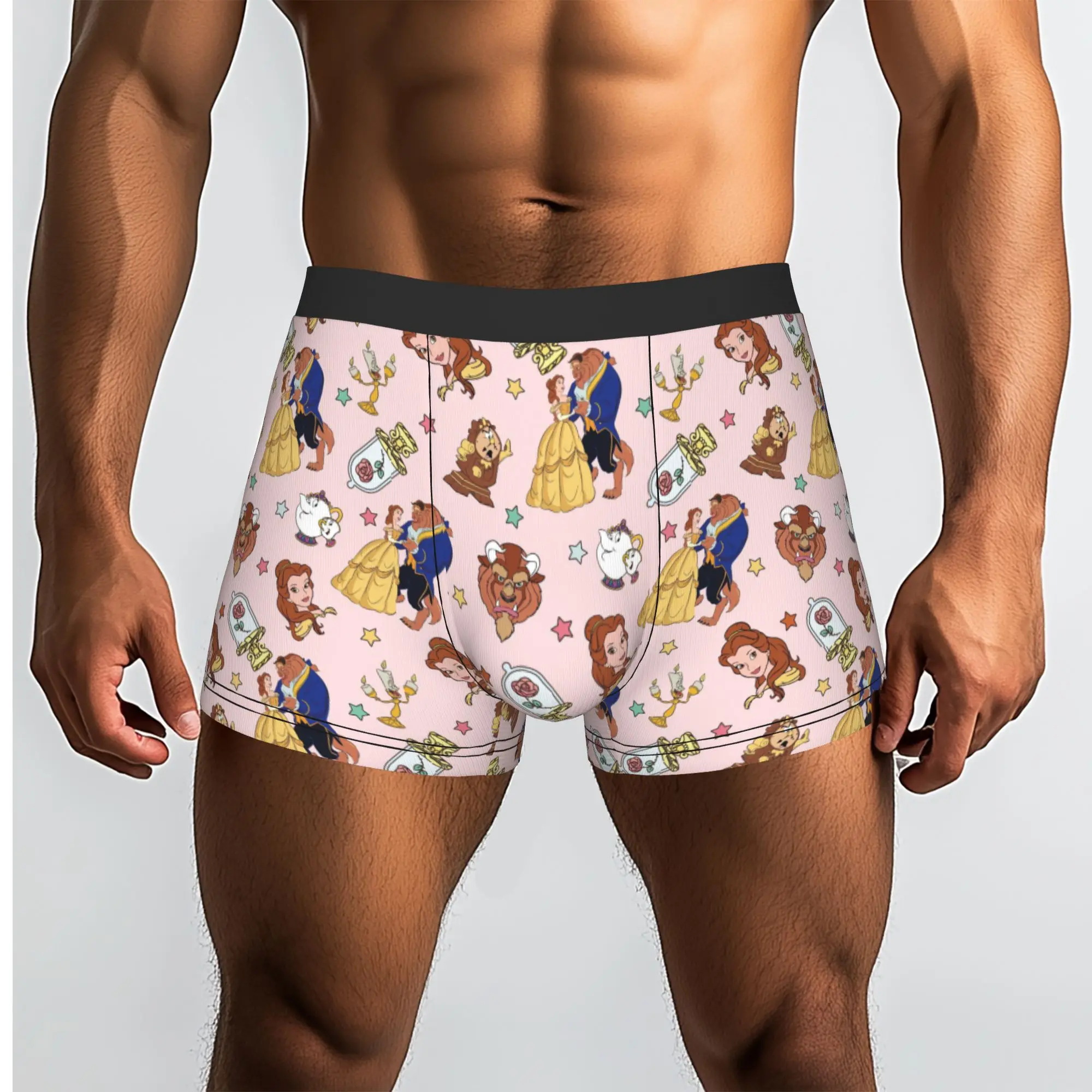 Custom Beauty Anime And The Beast Underwear Men Stretch  Boxer Briefs Shorts Panties Soft Underpants For Homme