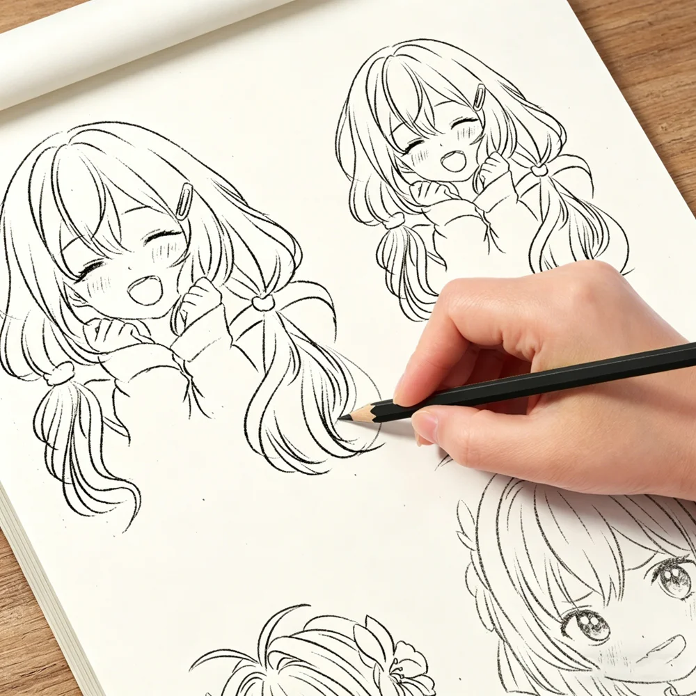 Comic Beautiful Girls Drawing Book 32 Pages Beginner-Friendly Manga Girl Sketching & Tracing Workbook for Kids & Teens