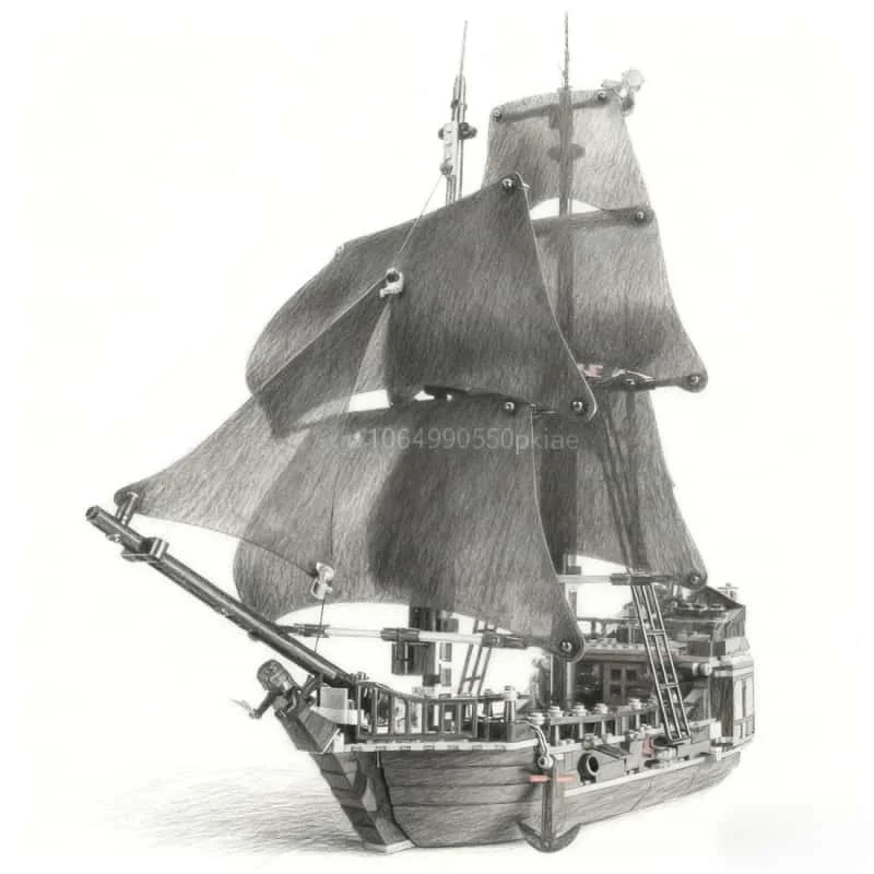 

MOC Пираты Карибской Королевы Месть Линкор Черный Жемчуг Парусные Строительные Блоки Сборка Рождественские Игрушки