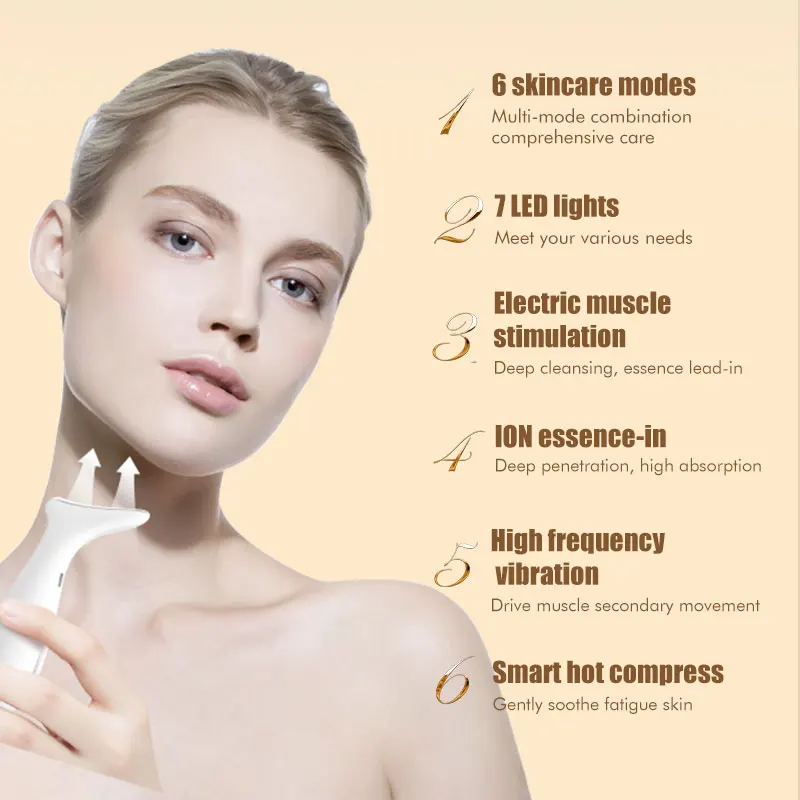 7-kleuren EMS Hals Gezicht Lifting Massager Foton Therapie Huid Draai Anti Rimpel Gezicht Hals Schoonheid Apparaat Dubbele Kin Remover