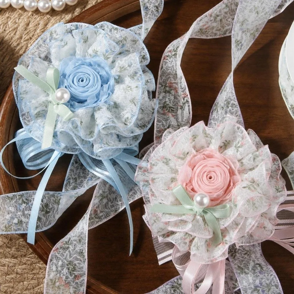 2.5cm/4cm Floral Fishnet Lace Trim Gift Wrapping 10 Yards Floral Lace Ribbon Flowers Bouquet Packaging Lace Ribbon Tape