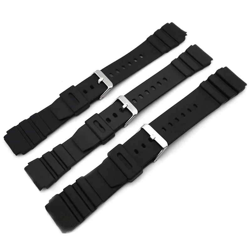 18 20 22 24 26 28 mm Silicone Watch Strap for Casio W800H Black PU Resin Bracelet SGW400 F91W F84 F105/108/A158/168 AE1200/1300