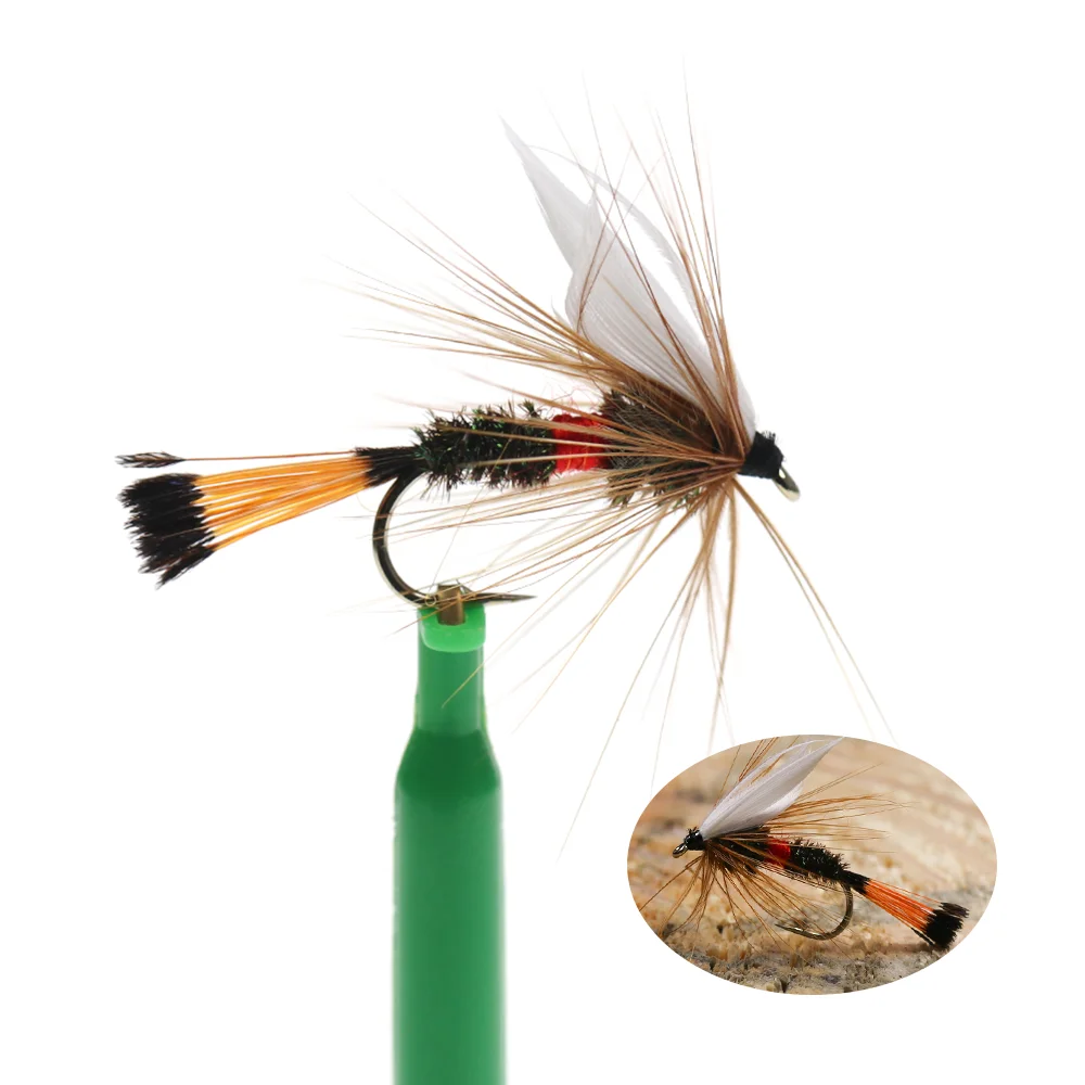 6pcs/10pcs #10 Royal Coachman Dry Fly Peacock Herl Feather Royal Wulff Barbed Fish Hook Mayfly Trout Panfish Perch Fishing Lures