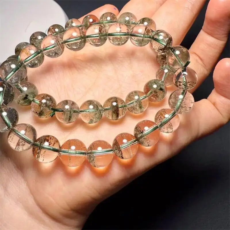 

Natural Green Garden Quartz Bead Bracelet Fashion Gemstone Crystal Jewelry For Women Healing Reiki Holiday Gift 1pcs 9/10/11MM
