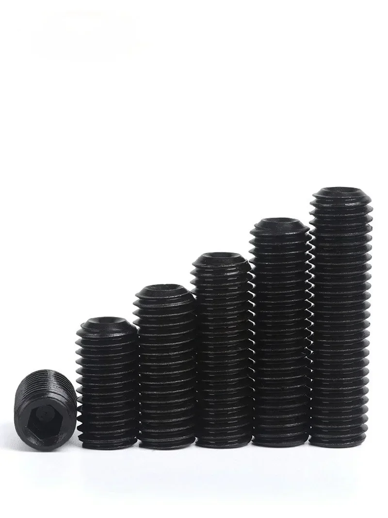 300pcs Set Screw M3 M4 M5 M6 Hexagon Socket Hex Socket Set Screws Grub Point Screw 12.9 Grade Black L=5-20mm 16mm 10mm 8mm