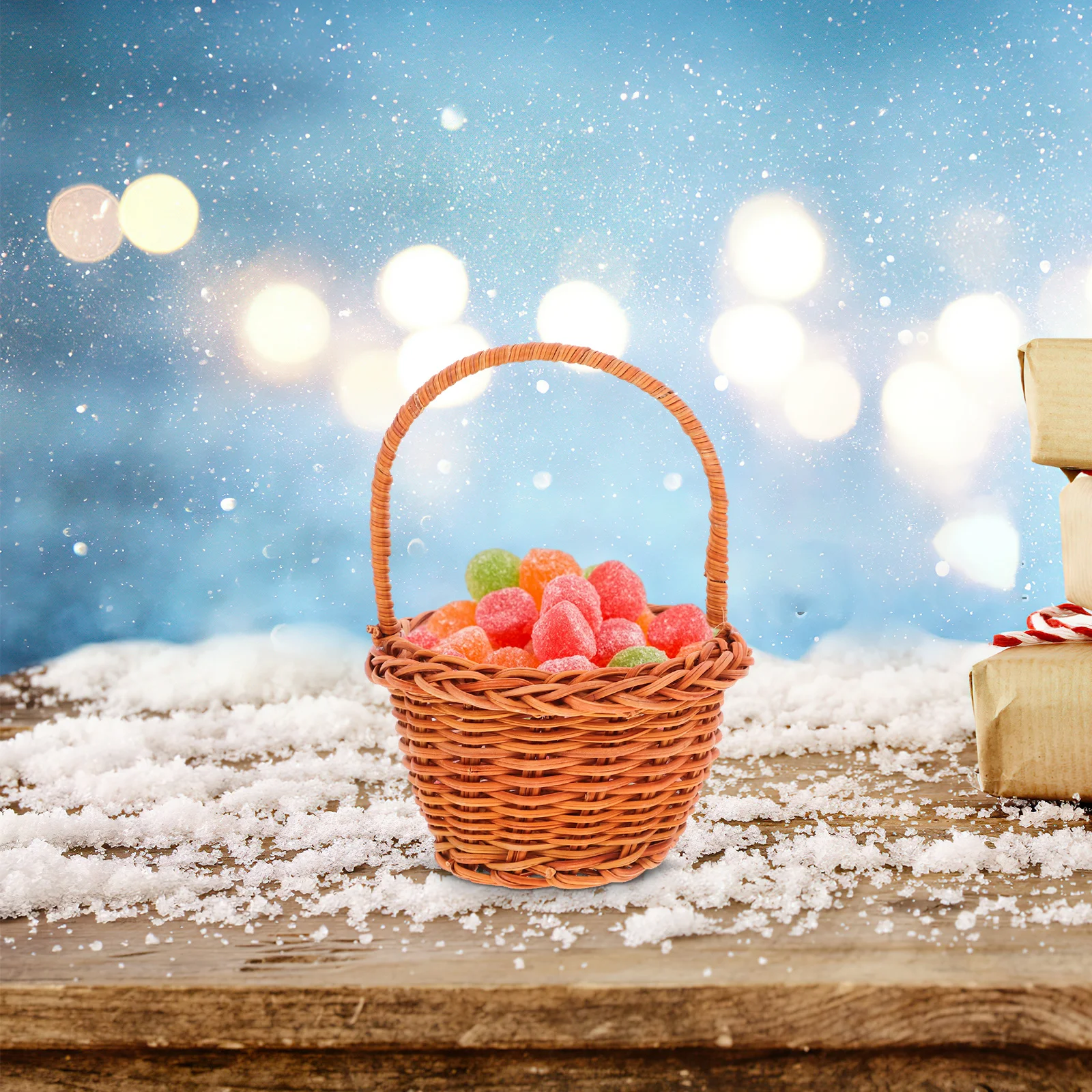 

Mini Decorative Storage Basket 8x5cm Light Brown Nursery DIY Desktop Photo Props Creative Desktop Basket