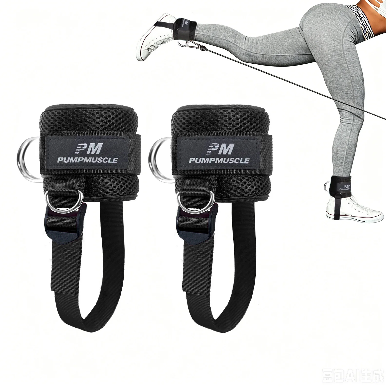 Padded Adjustable Ankle Cuff Straps for Cable Machine Gym Glute Leg Kickback Training