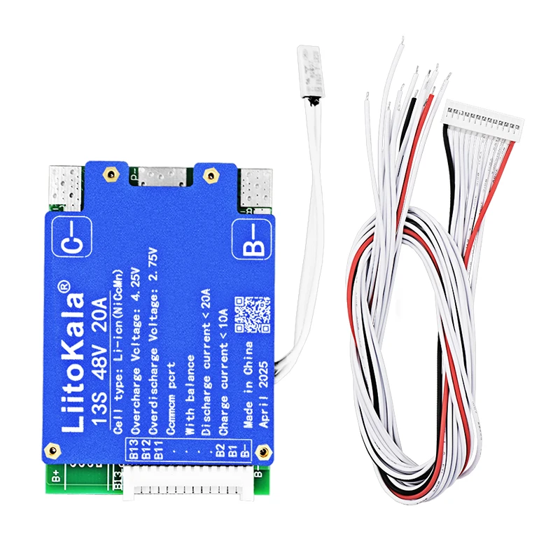 1-10 Uds LiitoKala 13S-48V20A-BMS 18650 Li-ion paquete de litio BMS placa PCB PCM equilibrio placa de circuitos integrados para Arduino