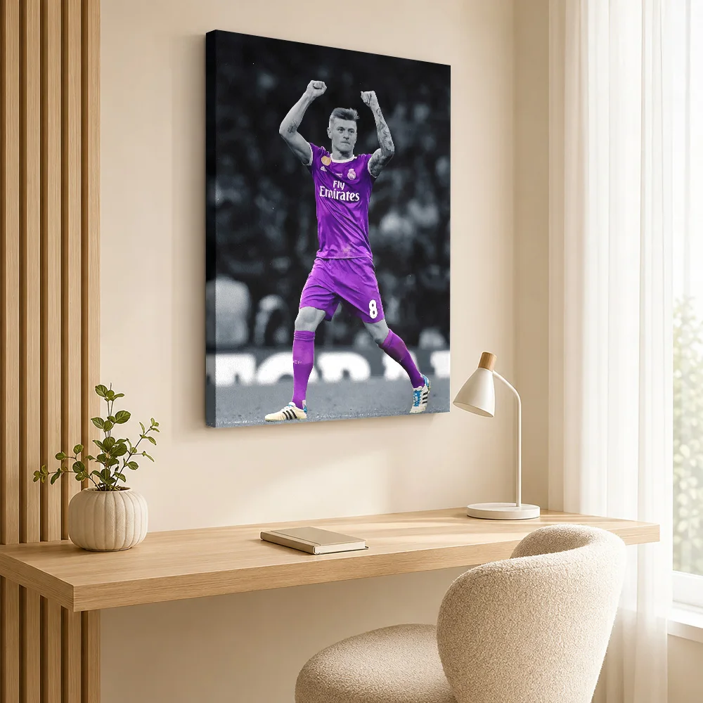 Toni Kroos Soccer Celebration Canvas Print Poster Dynamic Style Wall Art With Personalized Photo For Home Gym Ideal Coach Gift