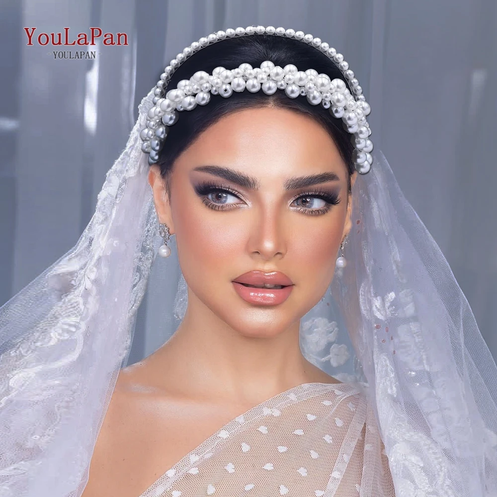 

YouLaPan Pearls Hairpiece Jewelry for Bridal Wedding Hair Decoration Accessories Beaded Wedding Headwear Pearl Headband HP622