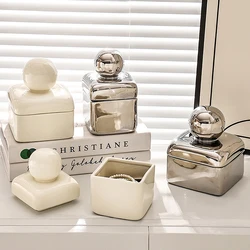 Cream Wind Dresser Ceramic Jewelry Box Desktop Creative Retro Decoration Small Ornaments Jewelry Storage Box Home Decoration