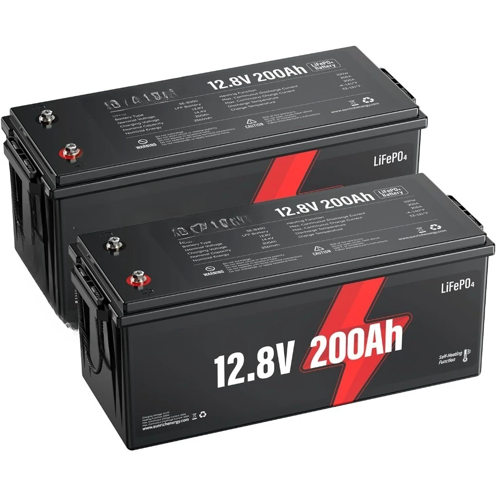12V 400Ah LiFePO4 Lithium Battery 2 Pack of 200Ah Battery w/Self-Heating Perfect for RV Trolling Motors Off Grid Home Energy