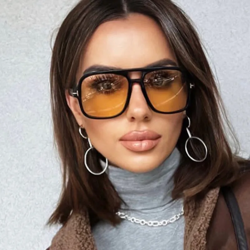 Retro Tortoiseshell Pilot Sunglasses Women Brand Designer 2024 Oversized Shades Eyewear Driving Double Bridge Men T Sun Glasses