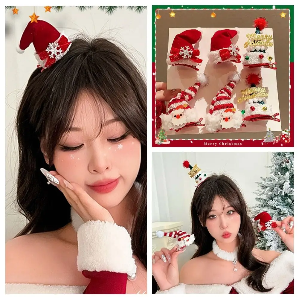 

Merry Christmas Decor Christmas Hat Hairpin Bowknot Santa Claus Children Deer antler Hair Clip Red Barrette Sequin