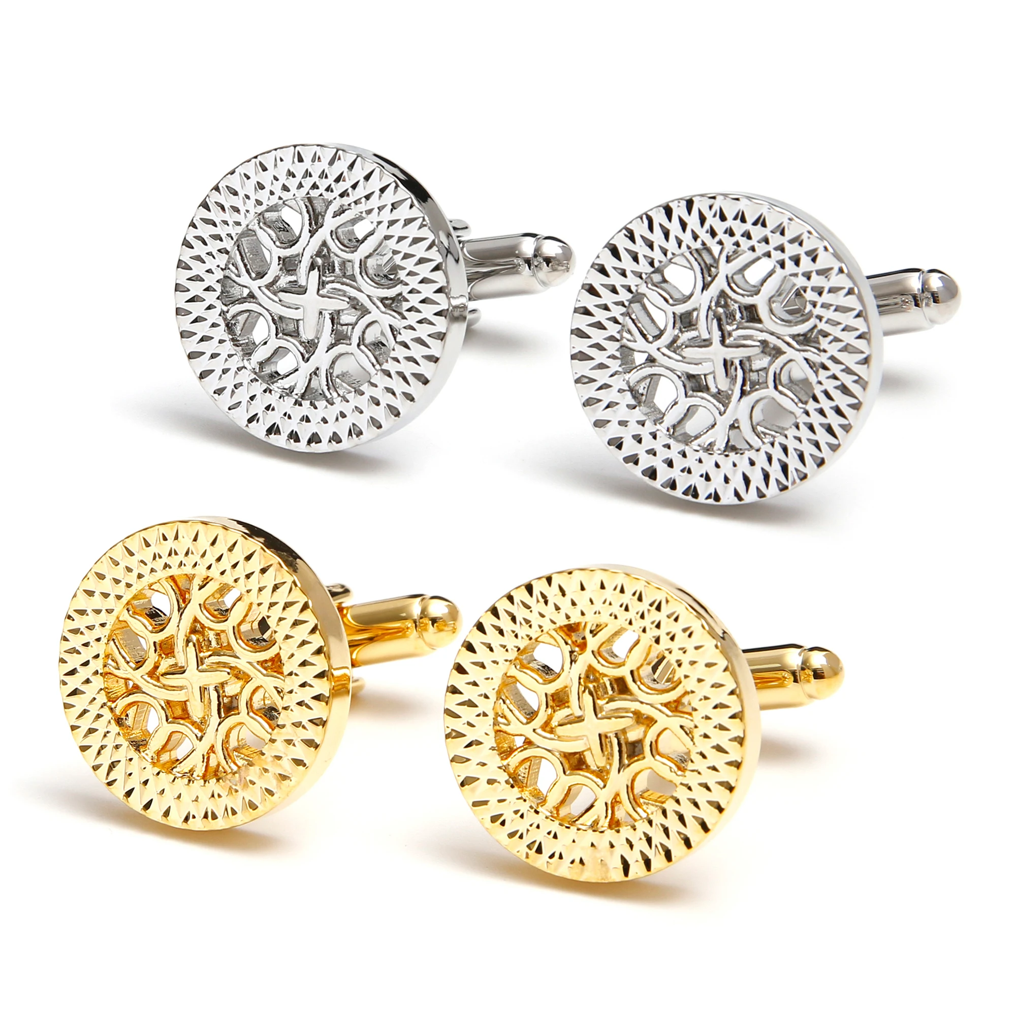 

Cufflinks for Men XK24027 Cute Artistic Hollow Design Round Copper 2 Colors Dress Shirt Cuff Links Jewelry