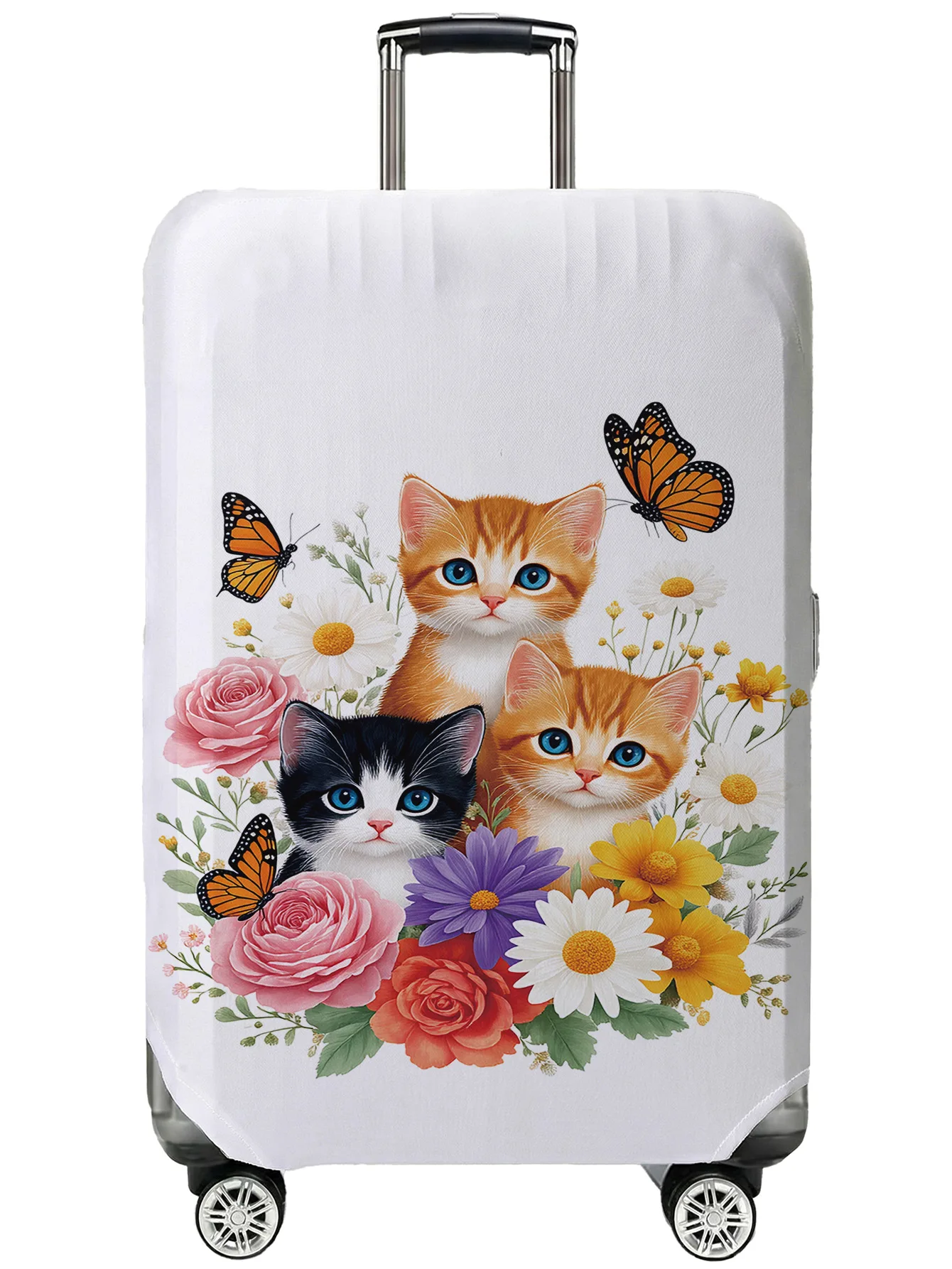 

Cats Flowers Butterflies Print Luggage Cover, Suitable for 18-32 Inch Luggage Cover, Luggage Handle Glove, Travel Accessories