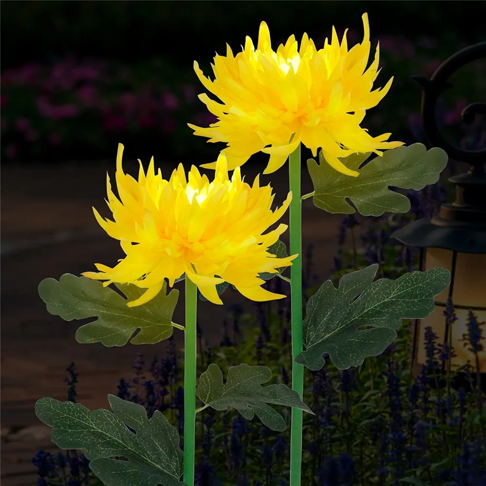 

Solar Garden Lights Solar Flowers Lights Solar Powered Chrysanthemum LED Lawn Light Outdoor Decor Perfect for Yard Fence