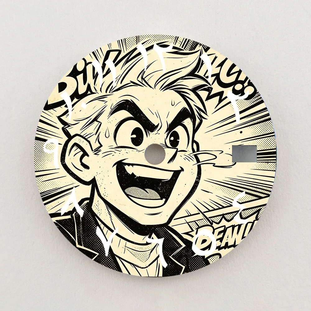 28.5mm Dial NH35 Dial Cartoon Vintage Pop Comic Arabic Numeral Dial Colorful NH36 Dial Watch Accessories Fits NH35/NH36 Movement
