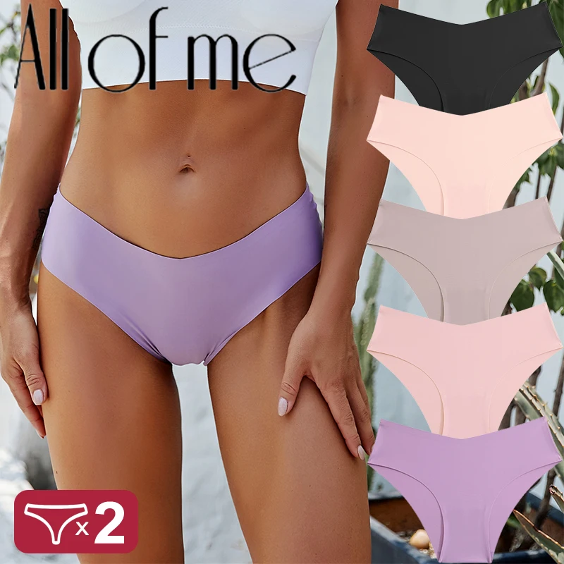 2PCS/Set Seamless Panties Women Sexy Underwear V Desgin Waist Briefs Plus Size Brazillian Pantys Female Lingerie Underpants