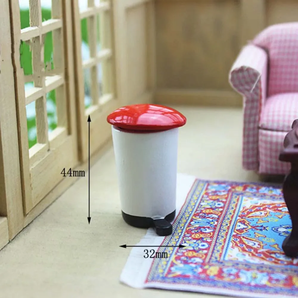 Mini cubo de basura de madera en miniatura para casa de muñecas, modelo Mini cubo de basura, juguete para casa de muñecas, accesorios de decoración OB11 BJD, 1/12