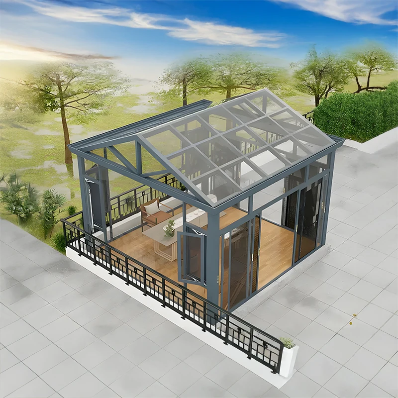 LowE Glass Protection Prefabricated Aluminium Sunroom Glass House 1 Set for Backyard Patio Garden sunroom