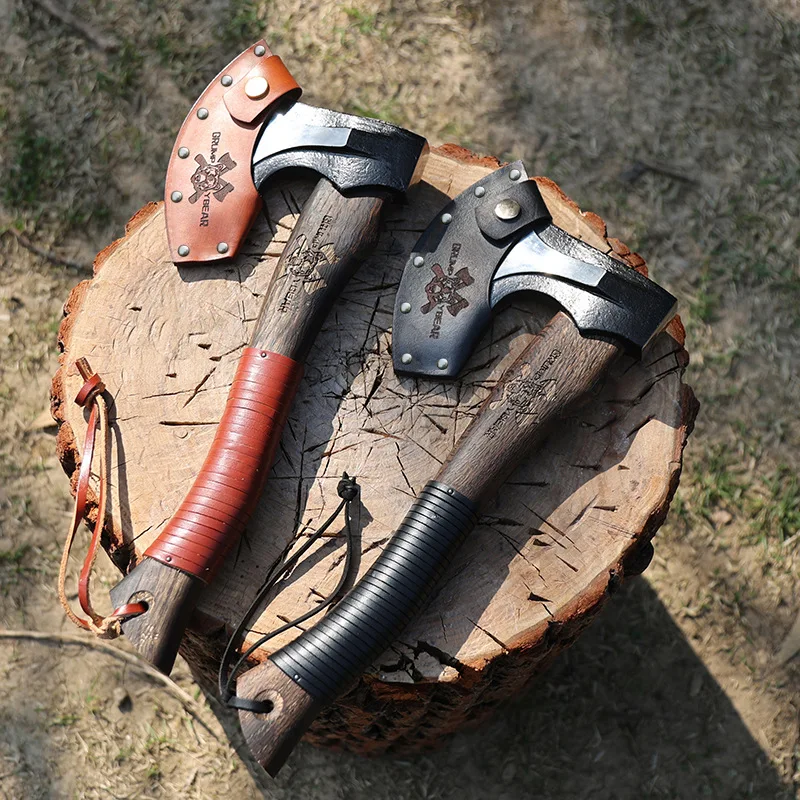 Camping hand axe, portable tactical camping survival tool in the wild, chopping wood and bones, collecting and playing.