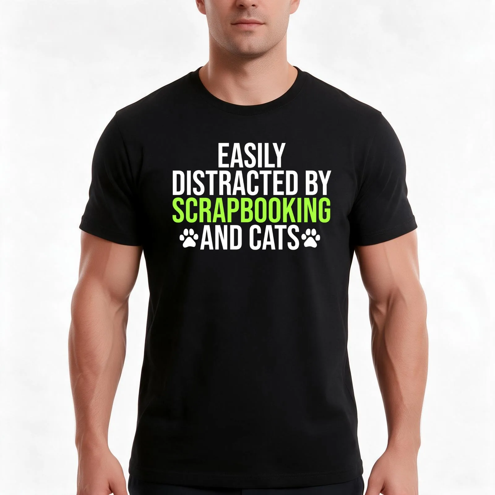 Easily Distracted by Scrapbooking and Cats Scrapbooking Hobby for Cats Lovers Men T Shirt t shirt personalised